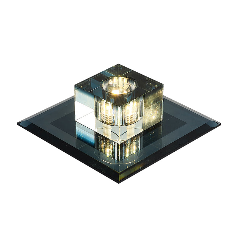 Zeitgenössische quadratische Deckenleuchte mit Kristall-LED-Einbauleuchte für den Eingangsbereich