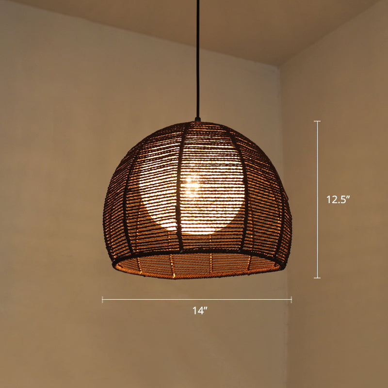 Handmade Pendant Light Contemporary Hemp Rope Single Restaurant Suspension Light Fixture