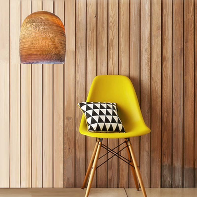 Brown Silkworm Suspension Lighting Minimalist Single-Bulb Rattan Pendant Ceiling Light