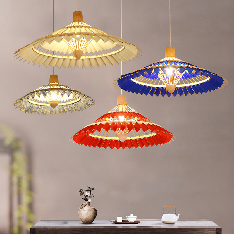 Bamboo Umbrella Ceiling Light Modern Single Hanging Pendant Lighting for Restaurant