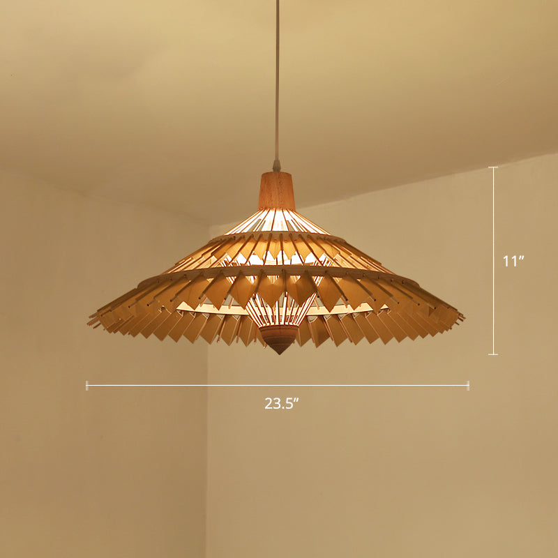 South-east Asia Umbrella Pendant Light Bamboo Single-Bulb Restaurant Suspension Light Fixture