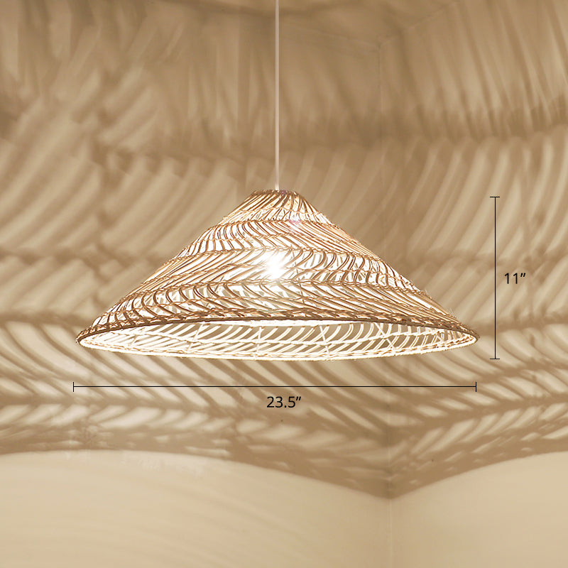 Sospensione a forma di cono Luce semplicità Rattan Ristorante a 1 lutto Luce a ciondolo in legno