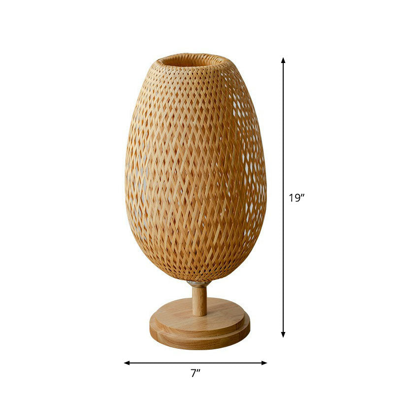 Bamboo Wineglass-Like Table Lamp Nordic Style 1��Bulb Nightstand Light in Wood for Bedroom