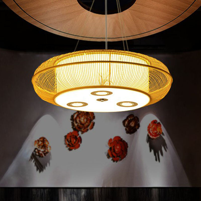 Semplicità arrotondata arrotondata il lampadario illuminazione di bambù ristorante lampada a sospensione