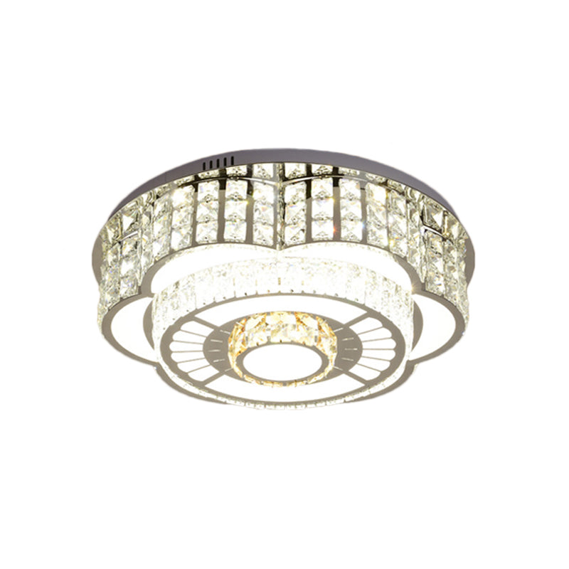 23.5"/31.5" W Floral Living Room Ceiling Flush Mount Crystal LED Modernist Flush Mount Lamp in Chrome
