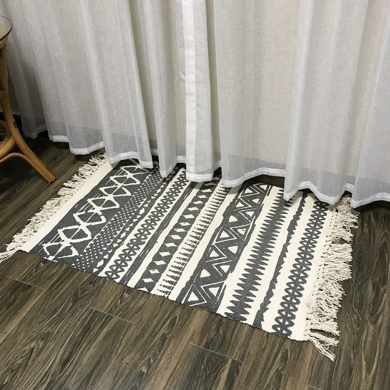 Southwestern Decoration Teppich Mehrfachfarbener Geo -gedruckter Bereich Teppich Baumwollmischung handgefertigt waschbarer Teppich mit Fransen