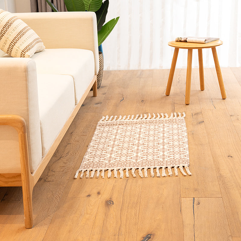 Tapis nordique multicolore Mélange de coton Mélange géométrique Tapis à teinture à carpet Tapis lavable Rapis intérieur avec gland pour la chambre