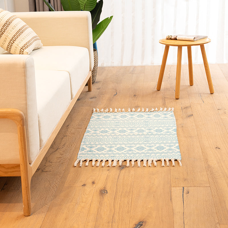 Tapis nordique multicolore Mélange de coton Mélange géométrique Tapis à teinture à carpet Tapis lavable Rapis intérieur avec gland pour la chambre