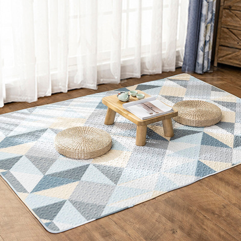Multi Color Relaxing Rug Cotton Geometric Print Area Rug Non-Slip Backing Machine Washable Rug for Bedroom