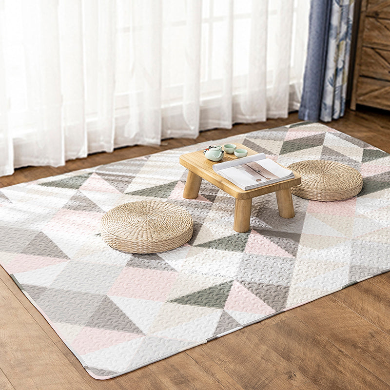 Multi Color Relaxing Rug Cotton Geometric Print Area Rug Non-Slip Backing Machine Washable Rug for Bedroom