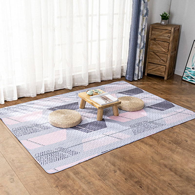 Multi Color Relaxing Rug Cotton Geometric Print Area Rug Non-Slip Backing Machine Washable Rug for Bedroom