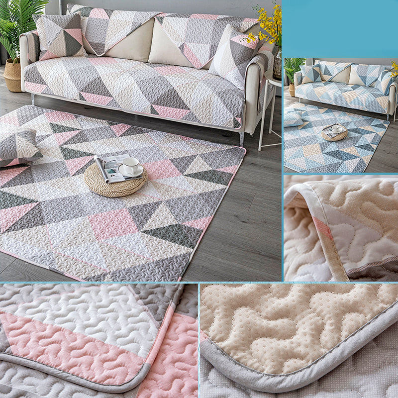 Comfort Living Room Rug Multi Color Geometric Printed Area Carpet Non-Slip Backing Washable Rug