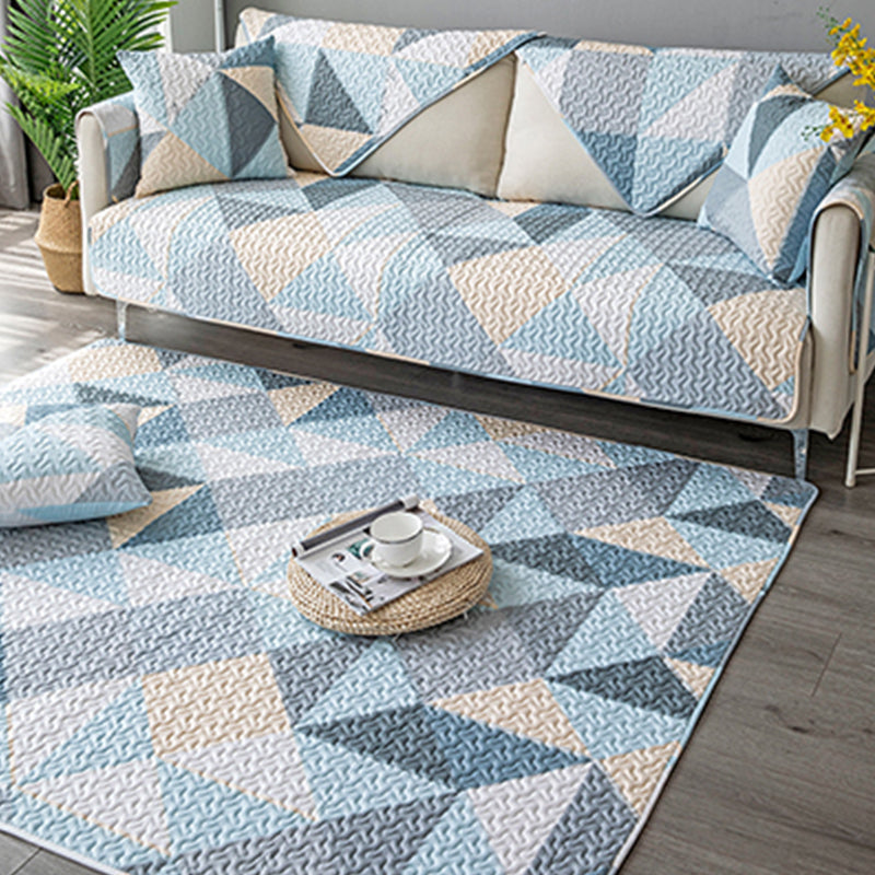 Comfort Living Room Rug Multi Color Geometric Printed Area Carpet Non-Slip Backing Washable Rug