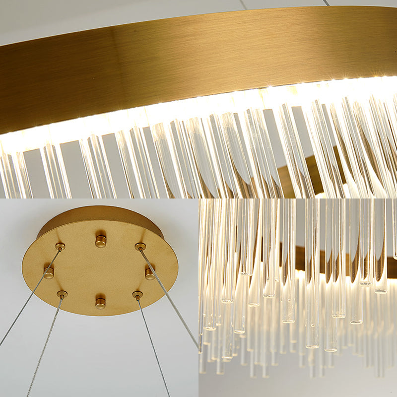 16 "/23.5" /31,5 "diamava semplice anello di cristallo icicle lampadario a led camera da letto appesa al soffitto in oro in oro
