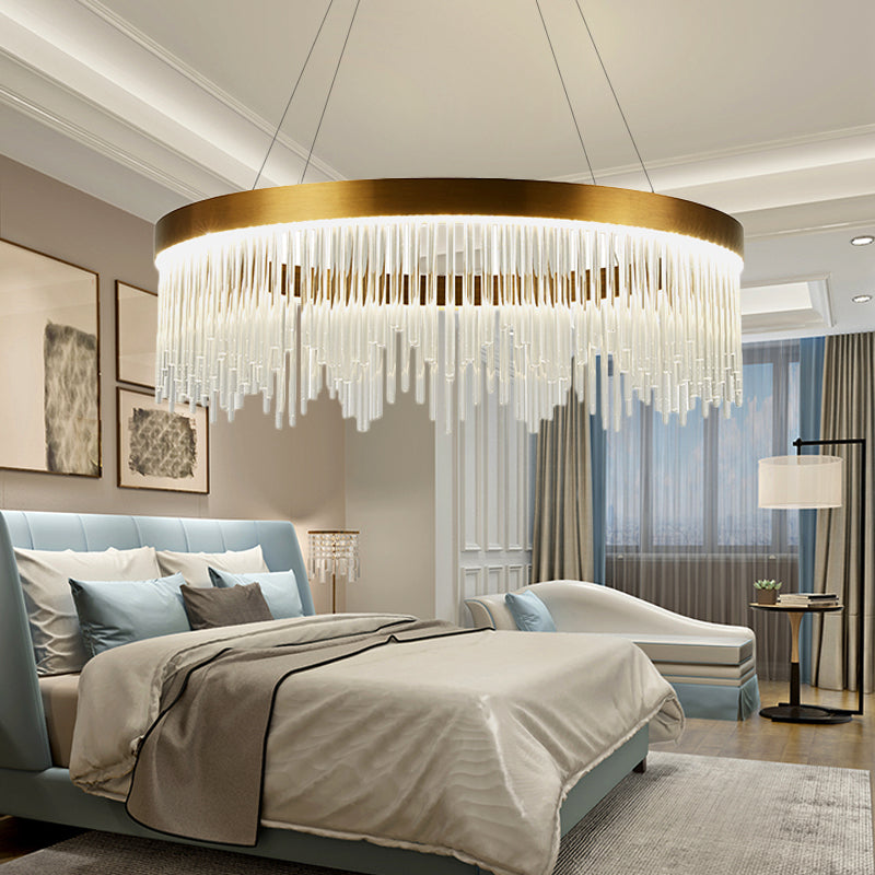 16 "/23.5" /31,5 "diamava semplice anello di cristallo icicle lampadario a led camera da letto appesa al soffitto in oro in oro