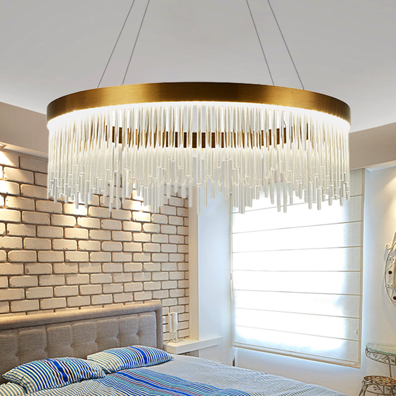 16 "/23.5" /31,5 "diamava semplice anello di cristallo icicle lampadario a led camera da letto appesa al soffitto in oro in oro