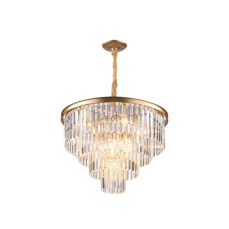 Zwart/goud verstelbare taps toelopende kroonluchter lamp Minimalistisch 6/9/15-licht kristal hangerverlichting, 19,5 "/23.5" /31,5 "W