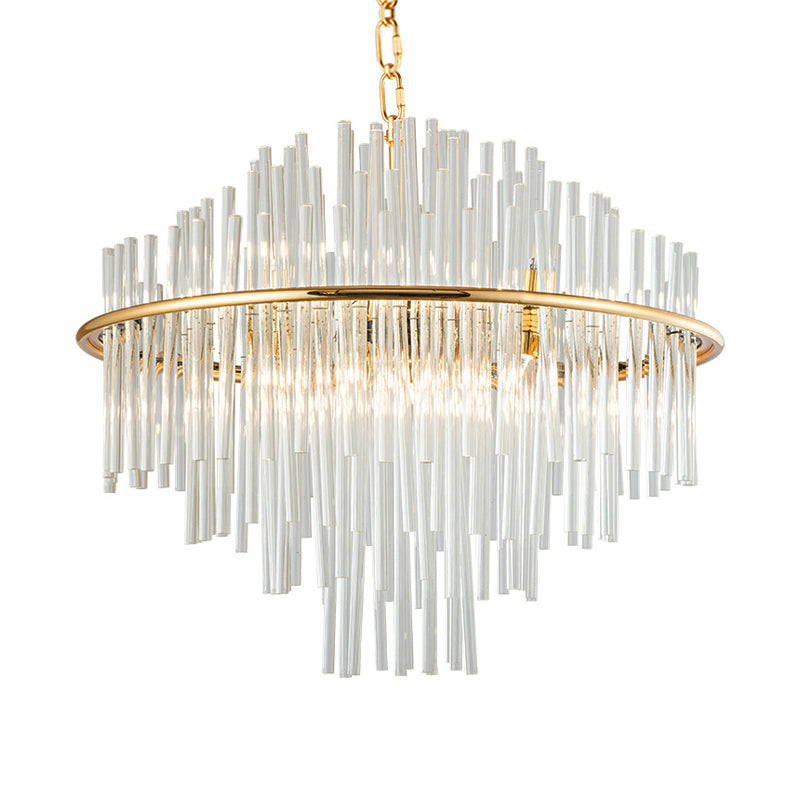 Crystal 4 lagen kroonluchter hanglamp 19,5 "/23.5" /31,5 "breed traditionele 8/12/16 Lichten Gold plafondlamp