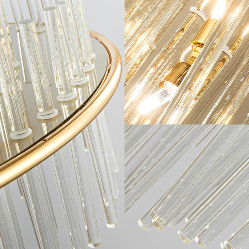 Crystal 4 lagen kroonluchter hanglamp 19,5 "/23.5" /31,5 "breed traditionele 8/12/16 Lichten Gold plafondlamp