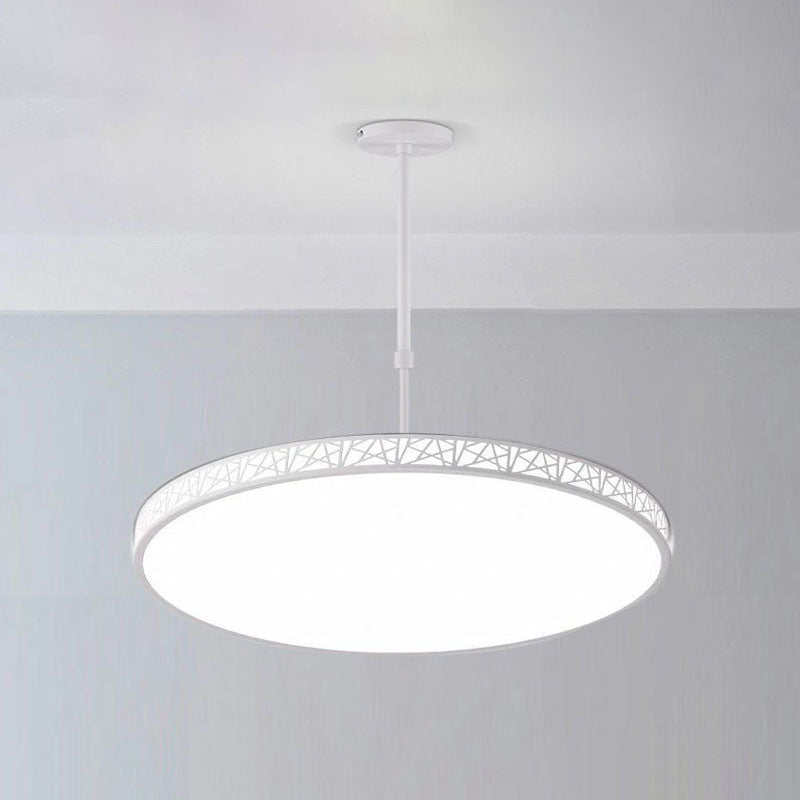 Metallic Hollow-Carved LED Suspension Light Modern Style Chandelier Lighting for Conference Room