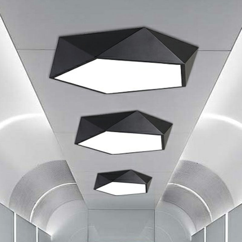 Iluminación de techo LED metálico geométrico lámpara de lámpara negra moderna para oficina