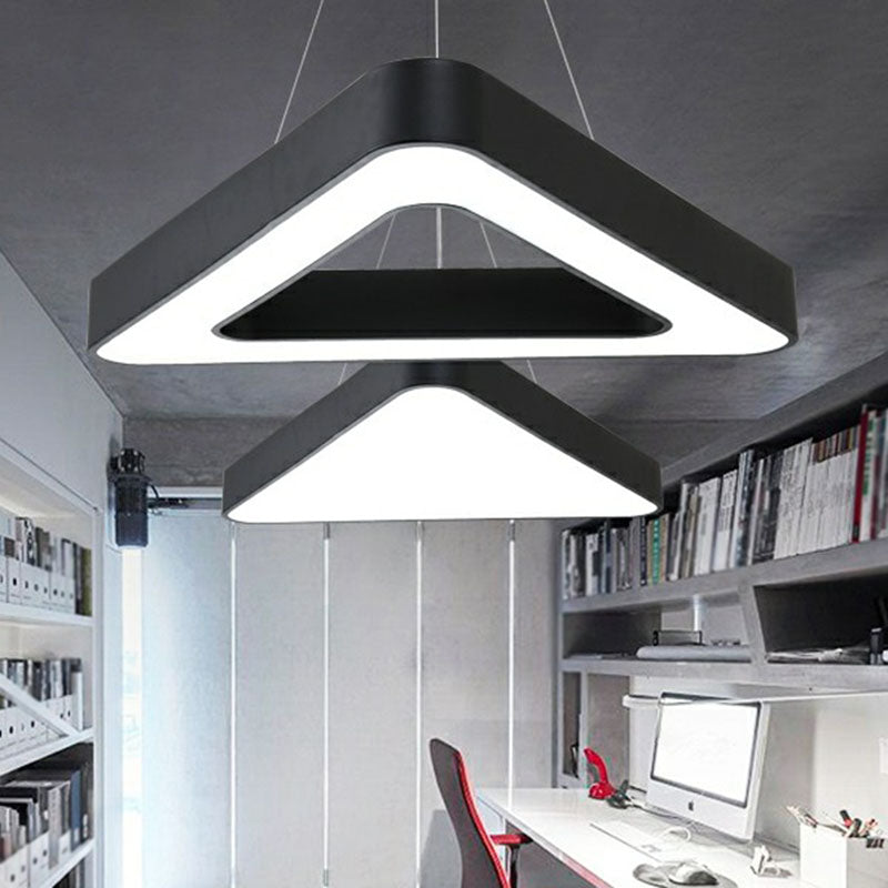 Triangle Chandelier Lighting Minimalist Acrylic Conference Room LED Pendant Light in Black
