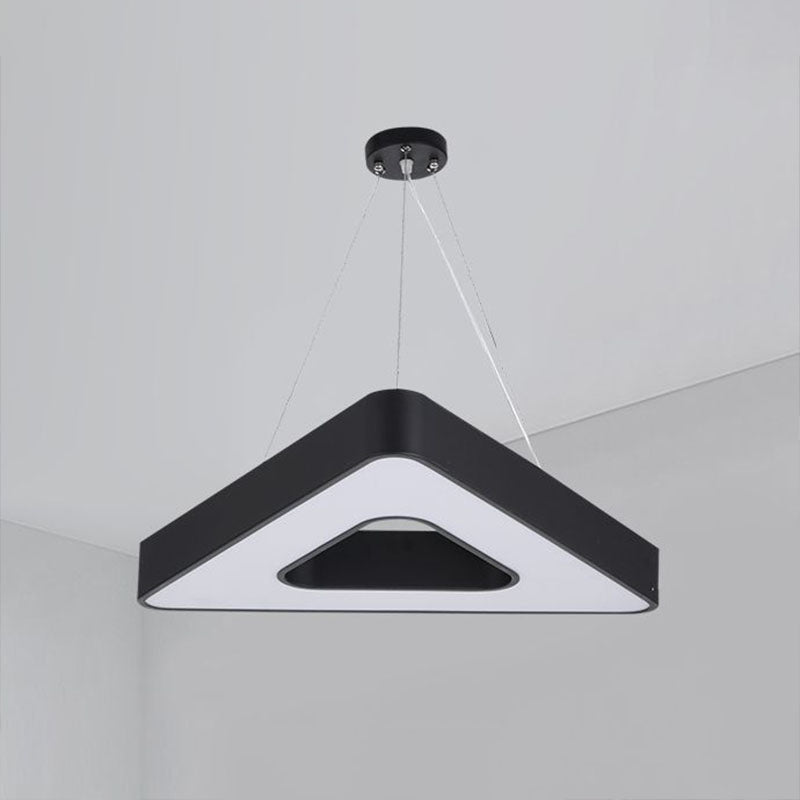 Triangle Chandelier Lighting Minimalist Acrylic Conference Room LED Pendant Light in Black