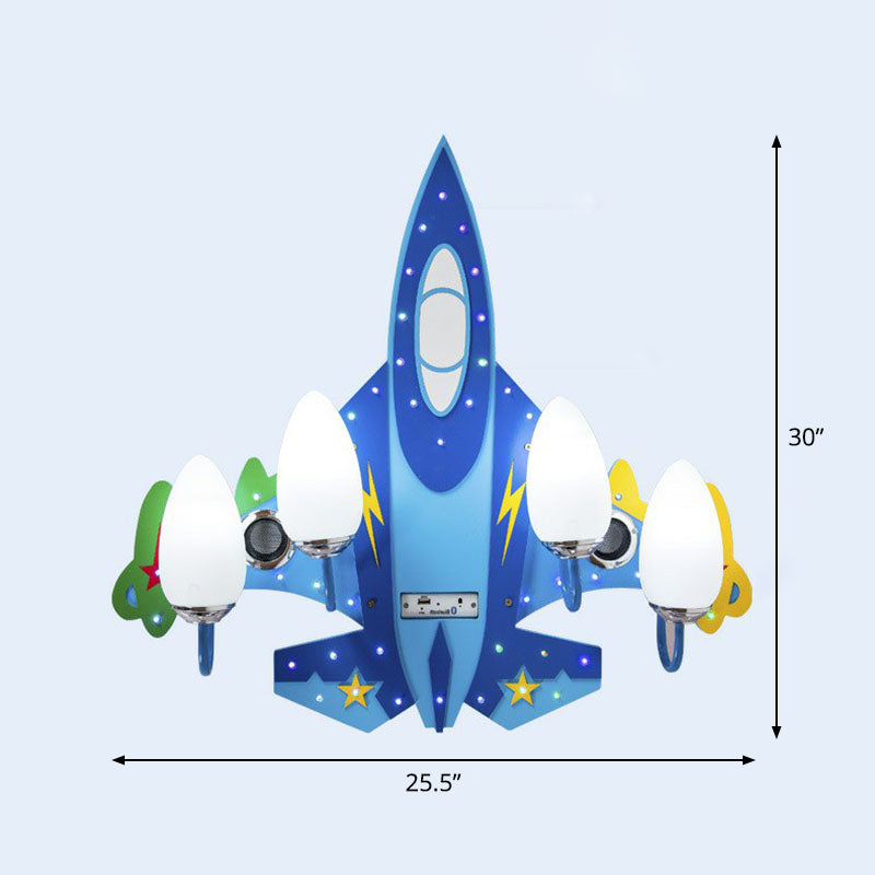 Aircraft Flush Light Nordic Style Wood Blue LED Flush Ceiling Light Fixture for Child Room