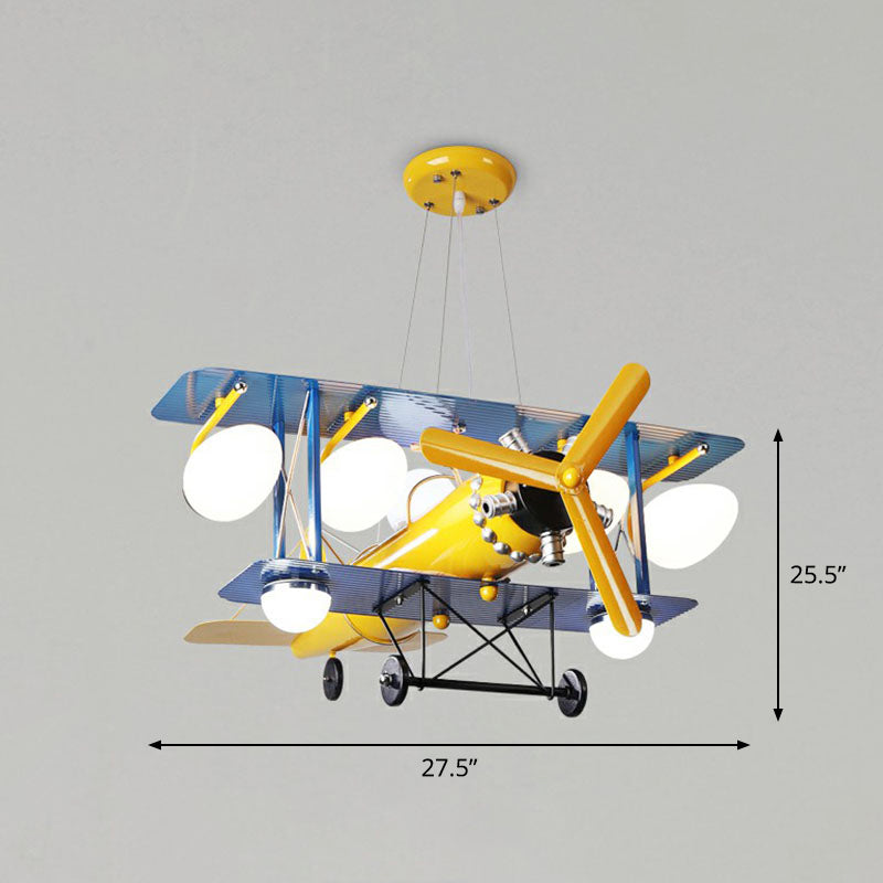 Forme de jet Child Room Chandelier Pendant Light Metallic Cartoon Cartoon LED Plafond Light en jaune