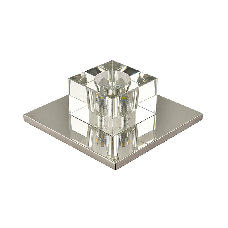 Mini plafonnier LED transparent de Style moderne, bloc de cristal, plafonnier pour couloir