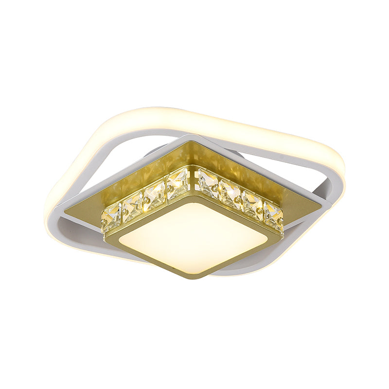 Quadratische Flush Licht Nordic Style Acryl Eingang LED Flush Deckenleuchte mit dekorativem Kristall