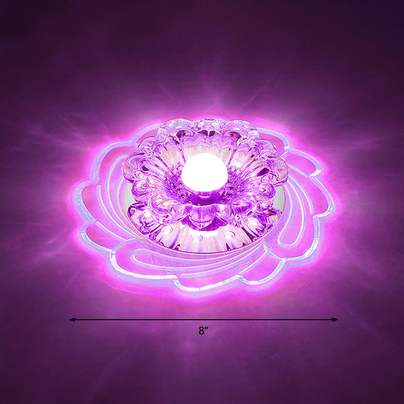 Minimalist Floral Shade Flush Mount Lighting Crystal Entryway LED Flush Mount Fixture