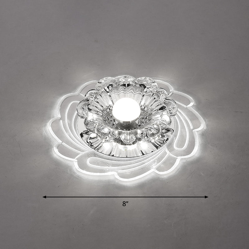 Minimalist Floral Shade Flush Mount Lighting Crystal Entryway LED Flush Mount Fixture