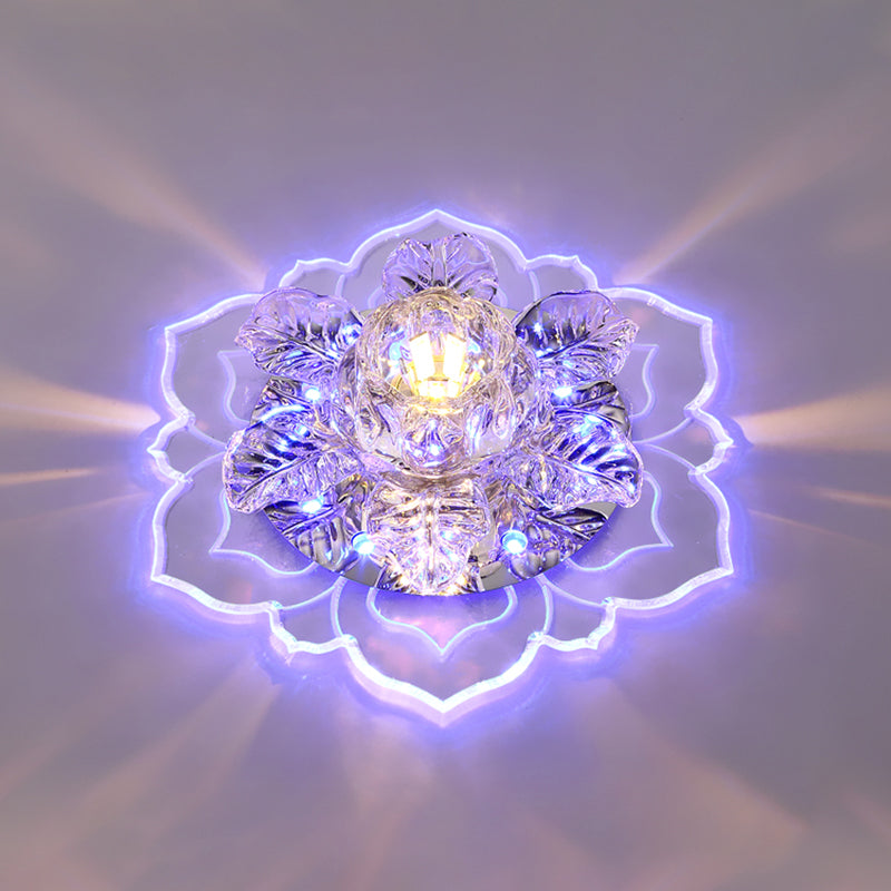 Floral Shade Flush Mount Lighting Minimalist Crystal Clear LED Flush Mount für Korridor