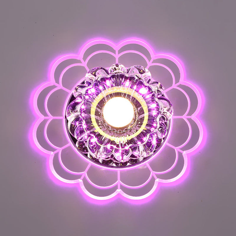 Flower Shade LED Flush Mount Licht Einfachheit Kristall Korridor Flush Mount Deckenleuchte in Clear