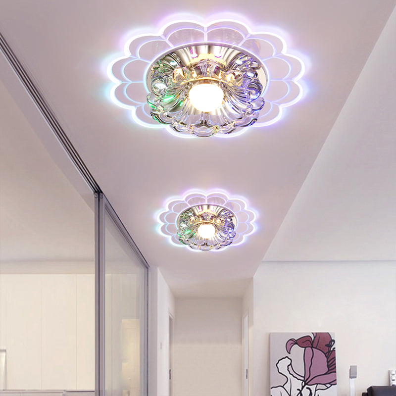Flower Shade LED Flush Mount Licht Einfachheit Kristall Korridor Flush Mount Deckenleuchte in Clear