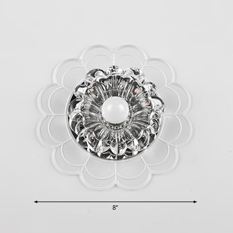 Flower Shade LED Flush Mount Licht Einfachheit Kristall Korridor Flush Mount Deckenleuchte in Clear