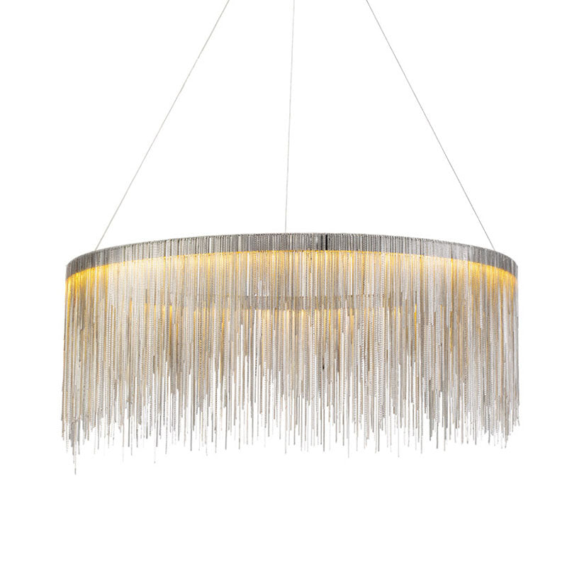 Metal Fringe Circular Pendant Light Postmodern Style Single Suspension Light Fixture for Living Room