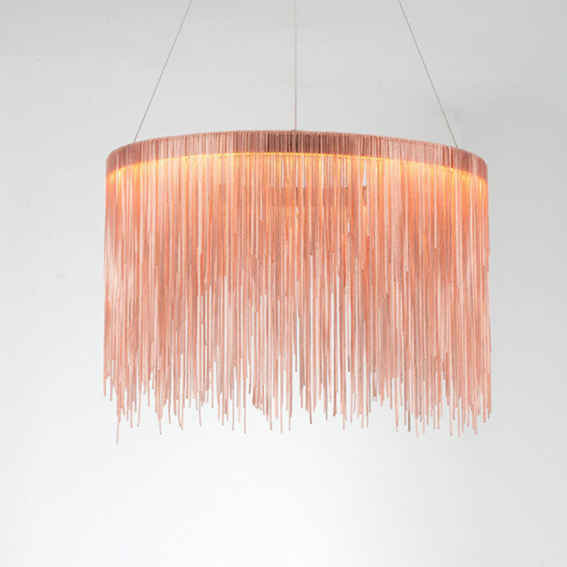 Metal Fringe Circular Pendant Light Postmodern Style Single Suspension Light Fixture for Living Room