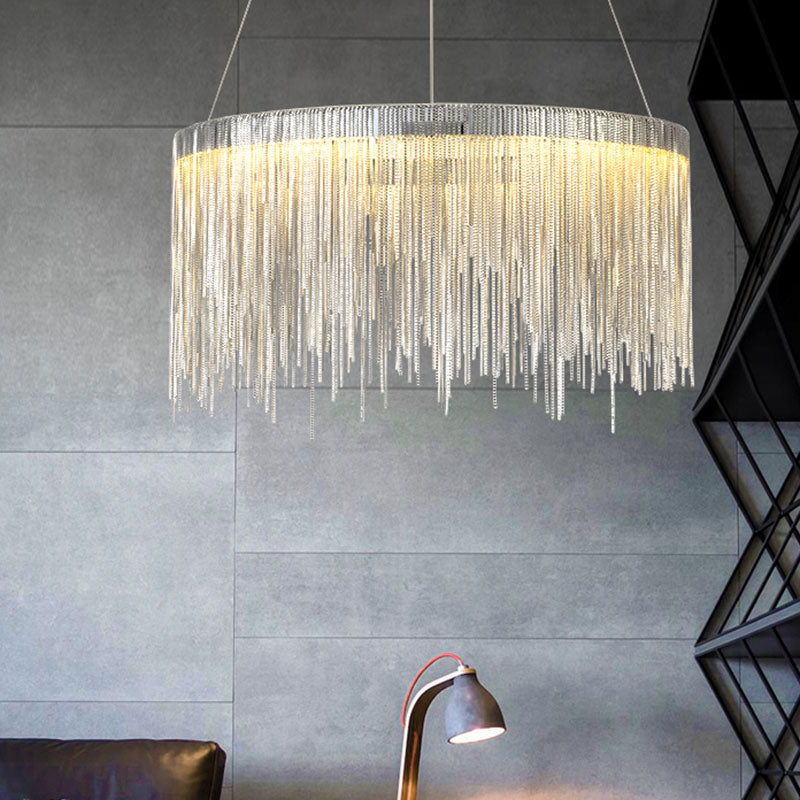 Metal Fringe Circular Pendant Light Postmodern Style Single Suspension Light Fixture for Living Room