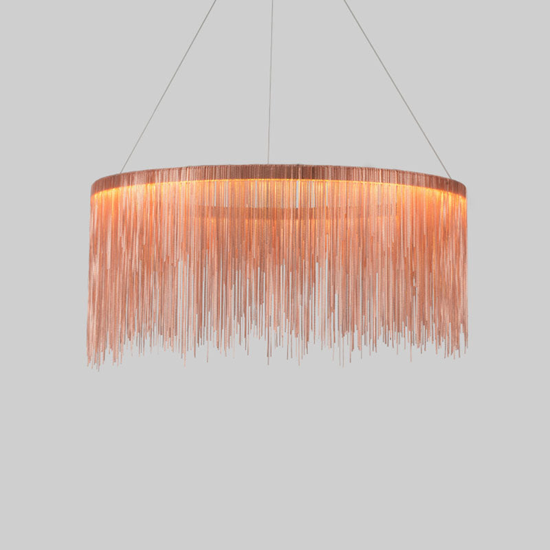 Metal Fringe Circular Pendant Light Postmodern Style Single Suspension Light Fixture for Living Room