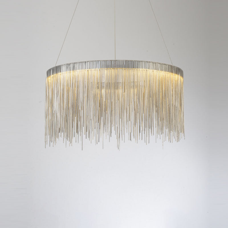 Metal Fringe Circular Pendant Light Postmodern Style Single Suspension Light Fixture for Living Room
