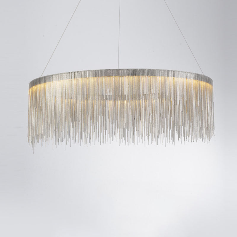 Metal Fringe Circular Pendant Light Postmodern Style Single Suspension Light Fixture for Living Room