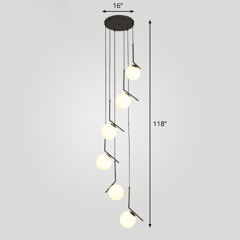 Spiraalvormige bol trappenhuis hangende verlichting opaalglas eenvoud multi -light hanger
