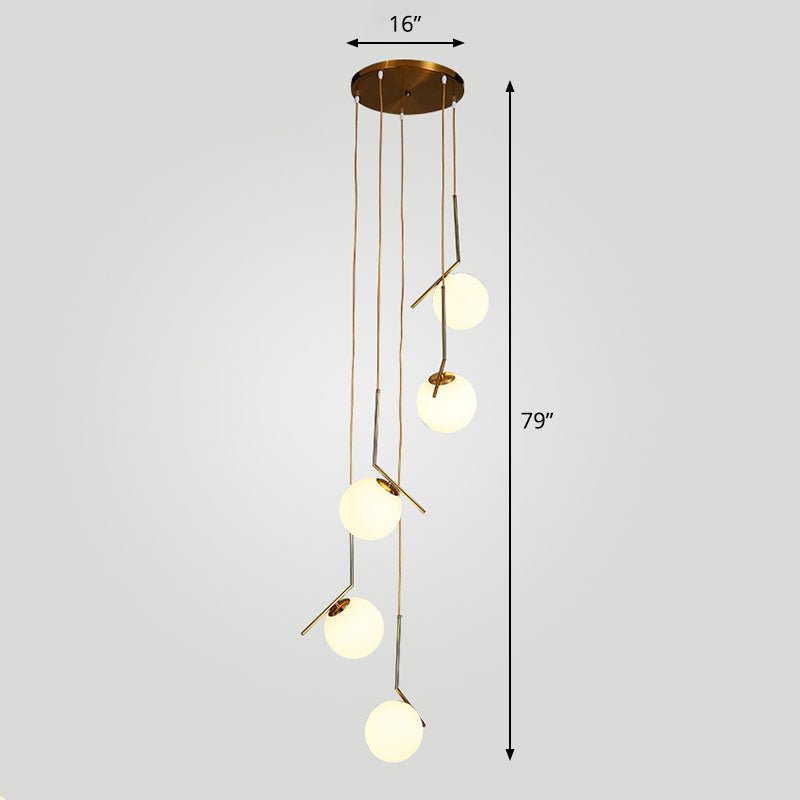 Spiraalvormige bol trappenhuis hangende verlichting opaalglas eenvoud multi -light hanger