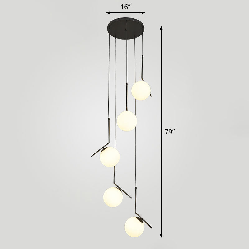 Spiraalvormige bol trappenhuis hangende verlichting opaalglas eenvoud multi -light hanger