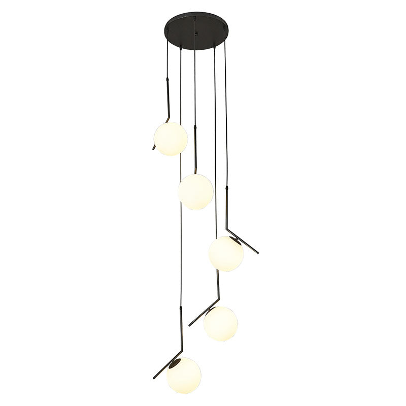 Spiraalvormige bol trappenhuis hangende verlichting opaalglas eenvoud multi -light hanger