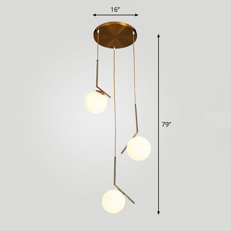 Spiraalvormige bol trappenhuis hangende verlichting opaalglas eenvoud multi -light hanger