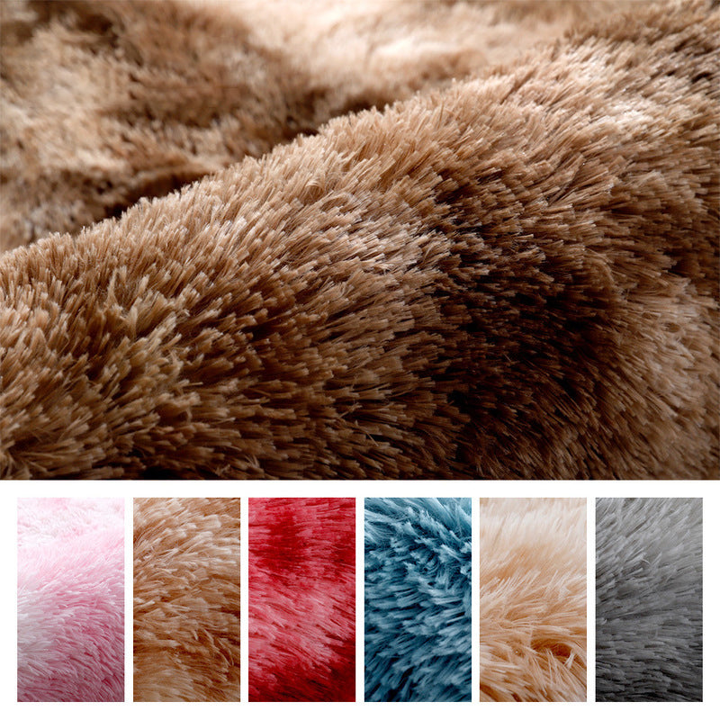 Simple Tie Dye Rug Multi Colored Plush Carpet Non-Slip Backing Pet-Friendly Washable Rug for Home
