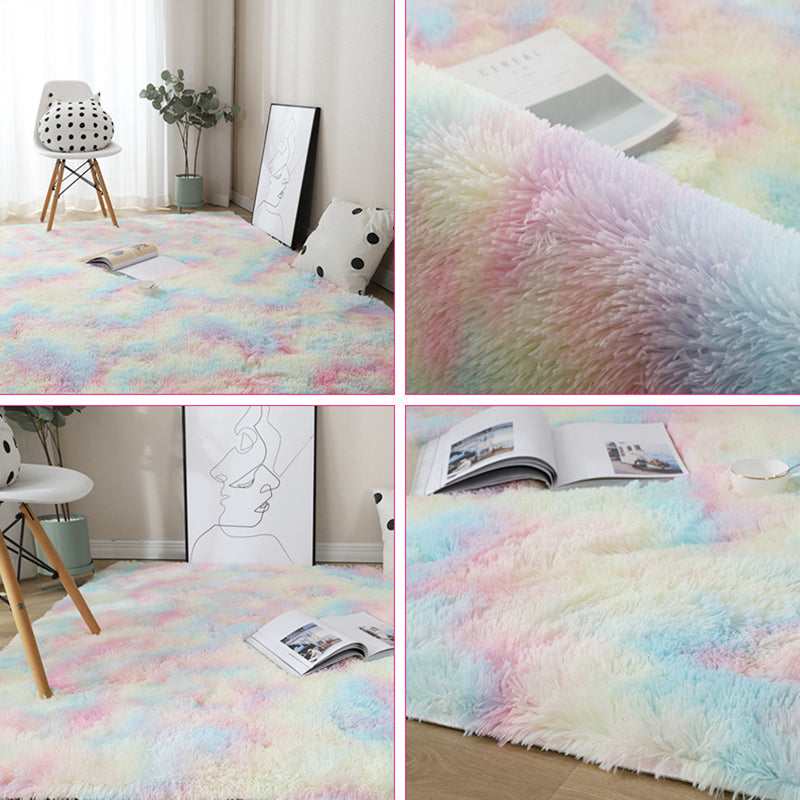 Scandinavian Home Rug Multicolor Plain Rug Synthetic Wool Stain Resistant Anti-Slip Washable Rug
